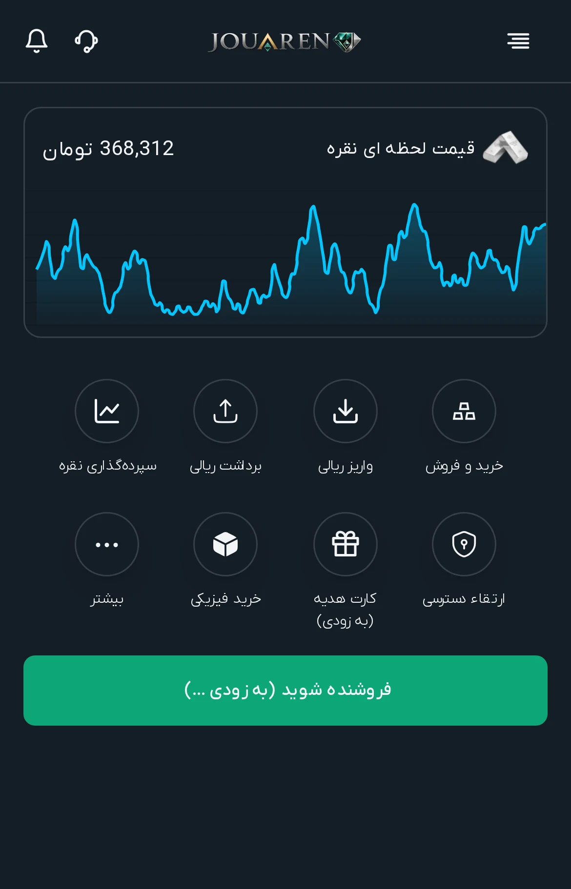 اپلیکیشن ژوآرن — داشبورد نقره